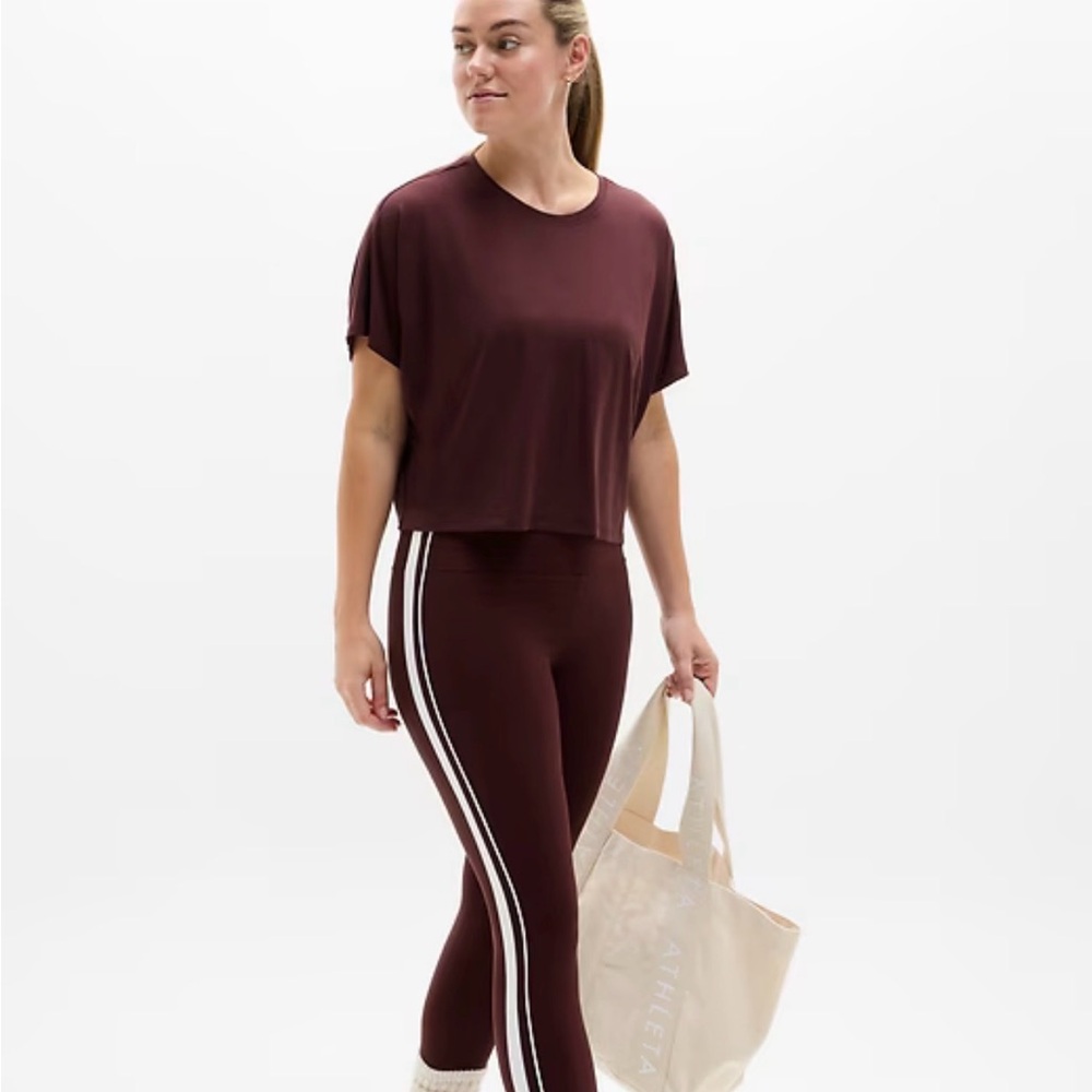 Athleta Dark Brown/Garnet Crop Top - Picture 3 of 5